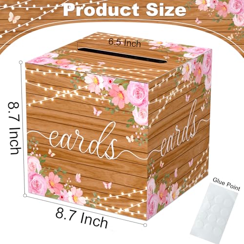 image for JCTHKUKU Rustic Floral Card Box for Party, 8.7