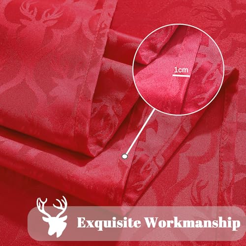 SASTYBALE Christmas Red Tablecloth 52"x70" Rectangle - Jacquard Damask Deer Antler Spillproof Table Cover for Xmas New Year Winter Holiday Decor (Fits 4-6 Seats) – Image 6