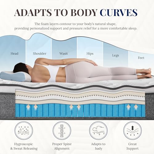 Image of CH CHARME HOUSE Full Size Mattress, 14 Inch Full Hybrid Mattress in a Box