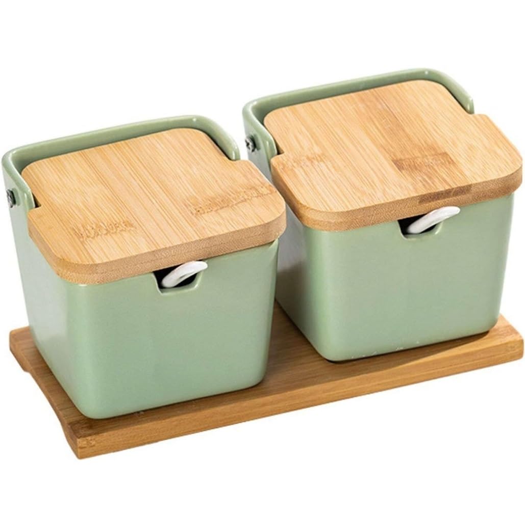 Pots à épices, Pot à condiments en céramique, contenant épices avec cuillère et couvercle, ensemble de pots, pot organisateur d'assaisonnement(B)