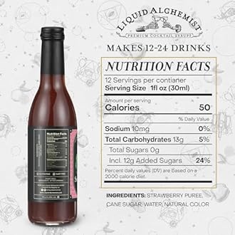 Liquid Alchemist Strawberry Syrup for Drinks - Real Ingredients Make our Strawberry Puree for Drinks a Perfect Margarita Mix - Our Flavored Syrup is Gluten & Dairy Free (12.7 oz)