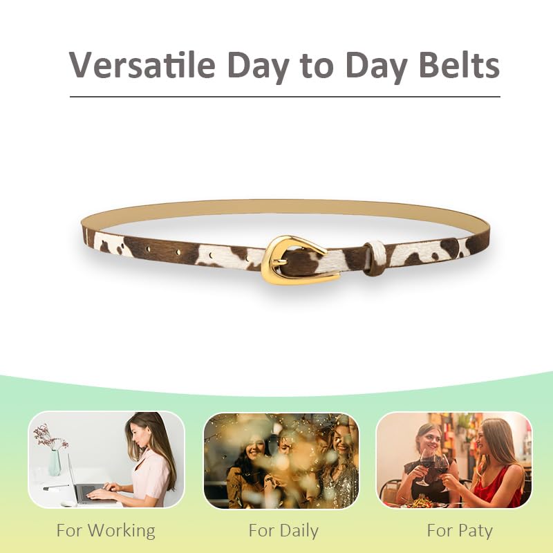 Vintage Western Cowgirl Belt for Dress Jeans Animal Cow Belt for Women Girls Retro Cowgirl Accessories Y2k Western Belts for Skirts Pants Womens Adjustable Soft Leather Skinny Belts for Women Girls4