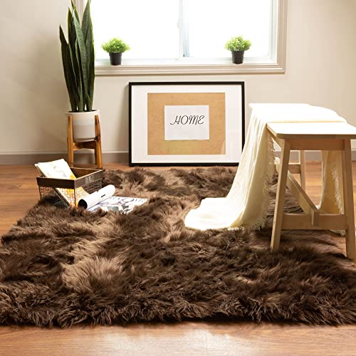 Super Area Rugs Ultra Soft & Fluffy Faux Sheepskin Rug,