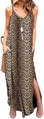 GRECERELLEWomen's Summer Casual Loose Dress Beach Cover Up Long Cami Maxi Dresses with Pocket