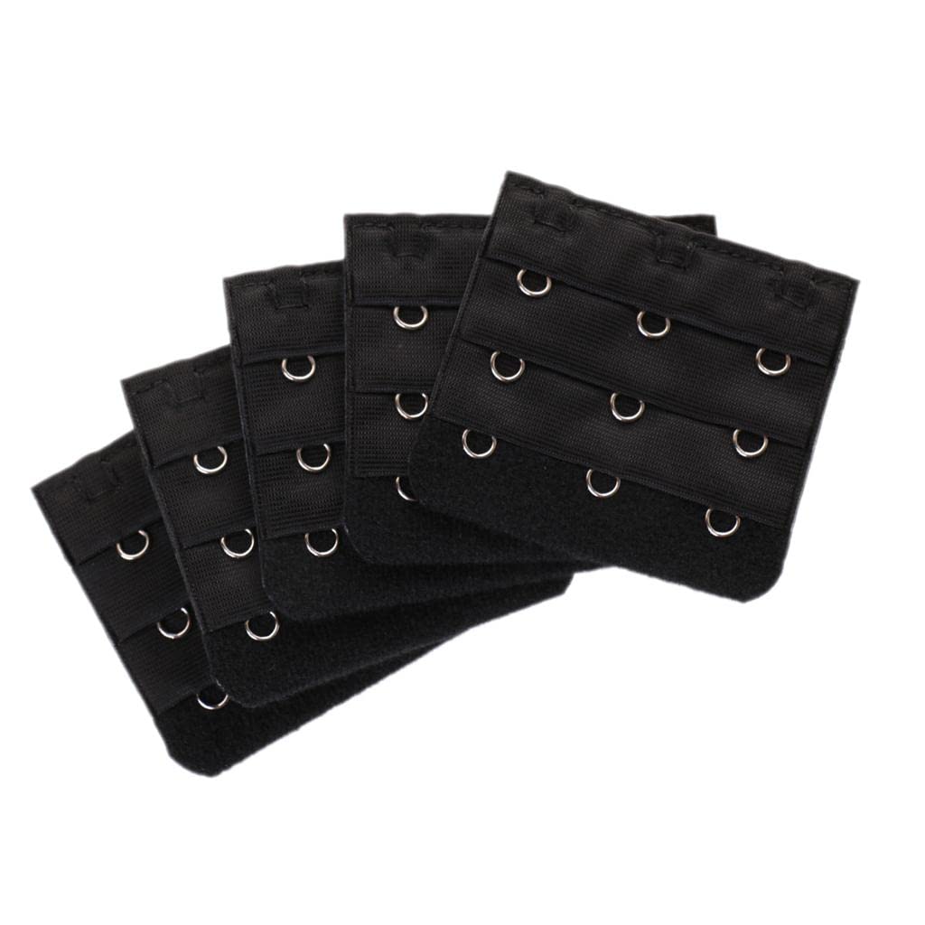 Great Extension Elastic 3 Hooks Clip On Strap Soft Bra Band Extenders Black-image-16
