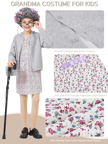Disfraz de abuela para niñas y niños 8 piezas miniatura 2