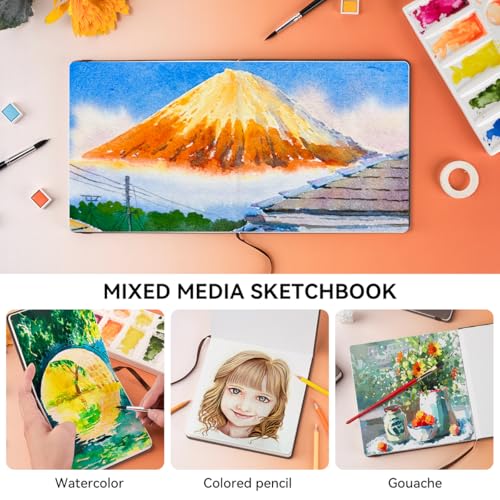 Lightwish Caderno quadrado de aquarela, 100% algodão, prensado a frio, pequeno caderno de desenho de