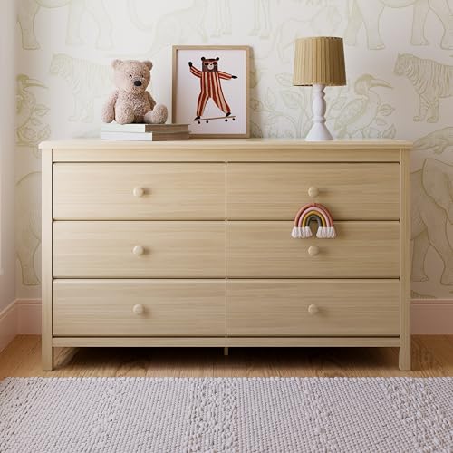 Image of Storkcraft Alpine 6-Drawer Dresser (Driftwood) - GREENGUARD Gold Certified, Brown Dresser for Bedroom, Kids & Nursery Storage Drawers, Safety Interlocking Drawers, Pre-Installed Tracks, Kids Bedroom