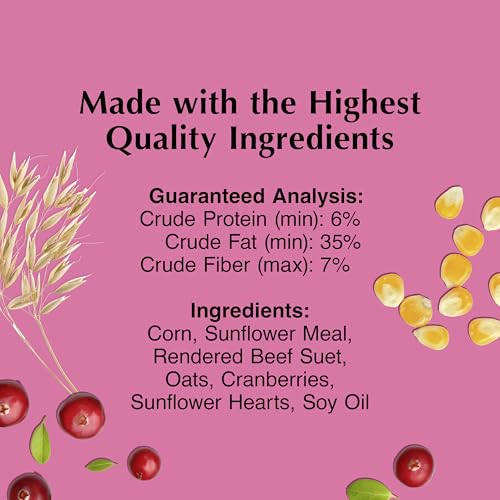 Image of C&S Cranberry Delight No Melt Suet Dough, Suet Cakes for Wild Birds Including Robins, Blue Jays, Bluebirds, Tanagers, Thrushes and More, 8 Pack