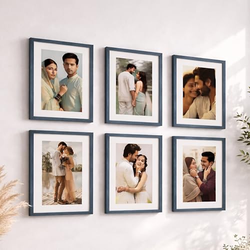 Image of Art Street Premium Photo Frame for living room, Classic Aesthetic Design Photo Frames for Photograph, Art Work, Kids Room Set of 6 (11x14 Inch, Blue)