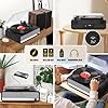 Udreamer Record Player with Speaker Bluetooth Turntable Vintage Vinyl Player Support USB AUX-in Headphone RCA Line-Out 3 Speed Belt-Driven Auto-Stop Mirror Design Black #3