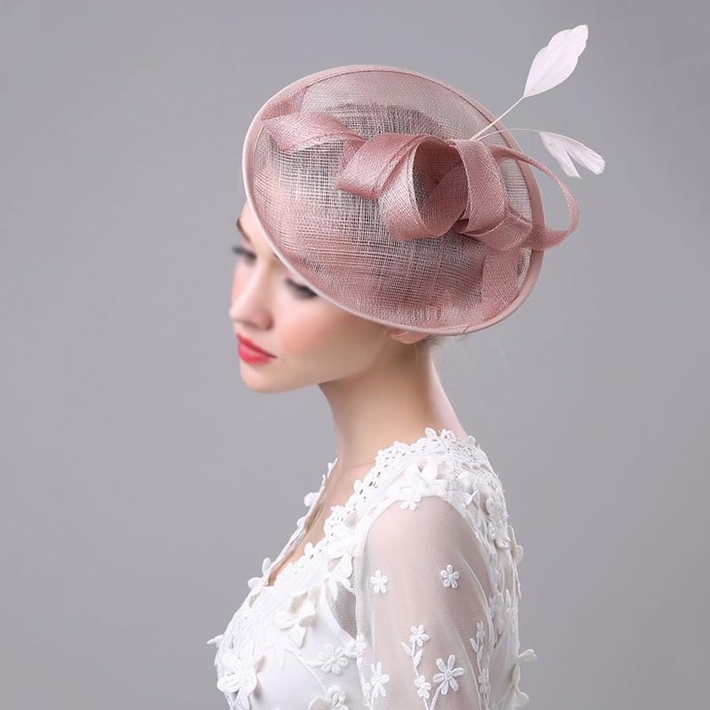 Chapeau rétro de mariée lin avec maille et couvre-chef haut de forme anglais