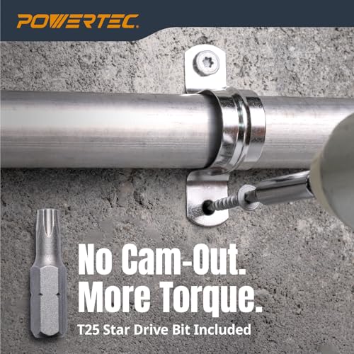 Image of POWERTEC Cement Screws #8 x 1-1 /4″, Ruspert Coated Concrete Screws with T25 Torx Star Drive Bit - High-Low Thread Masonry Screws for Cement Board, Concrete & Brick, 200-Pack (72319)