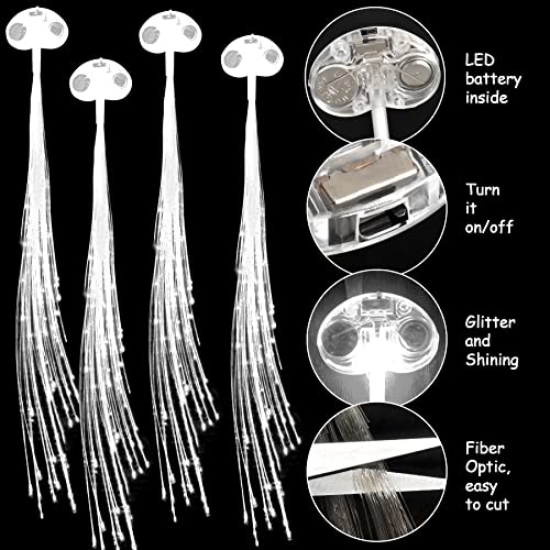 30 pinzas de fibra óptica blancas con luces LED miniatura 2