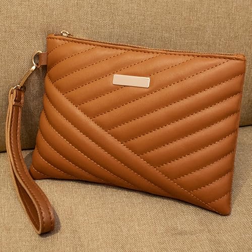 Quilted Wristlet Purses,Clutch Handbag Small Embroidered Phone Bag Large Capacity Wallet PU Leather Wristlet Clutche3