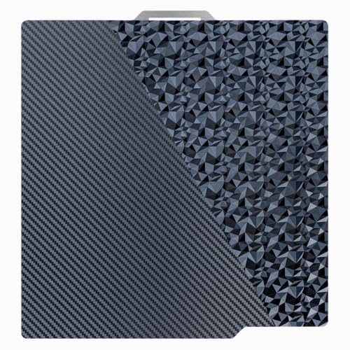 PEO Diamond &amp; PET Carbon Fiber Build Plate for Bambu Lab X2D/P1P/P1S/P2S/X1/X1C/X1E/A1, 257x257mm Double Sided Spring Steel Magnetic Bed, No-Glue Flexible 3D Printer Platform