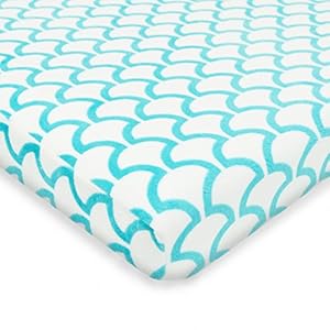 American Baby Company Heavenly Soft Chenille Fitted Pack N Play Playard Sheet, Aqua Sea Wave, 27 x 39, for Boys and…