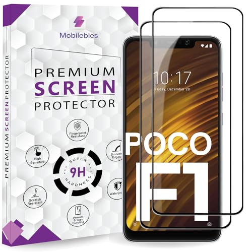 Image of Premium Tempered Glass Screen Protector Guard For Poco F1 (6.18 Inch, Pack of 2) | Ultra Clear Glass Edge to Edge Coverage With Easy to installation kit