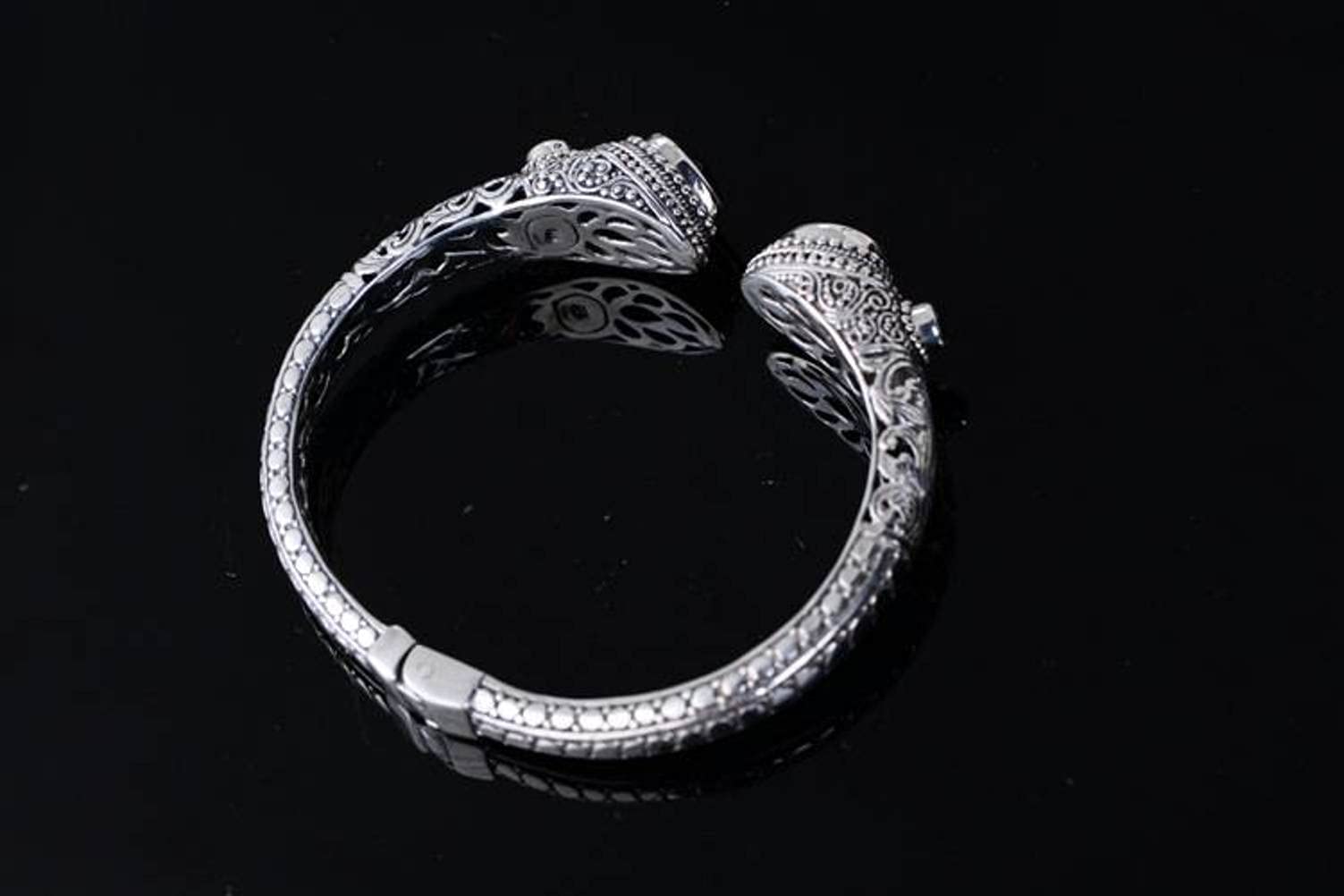 Brazalete Retro S925 Brazalete de Plata Esterlina Joyería Metal Pulsera de Plata Abiertaverde