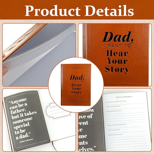 Dad I Want to Hear Your Story UK: Guided Journal Book, Tell Me Your Story, Leather Hardback with Gold Foil, Birthday Gift for Dad - Image 5