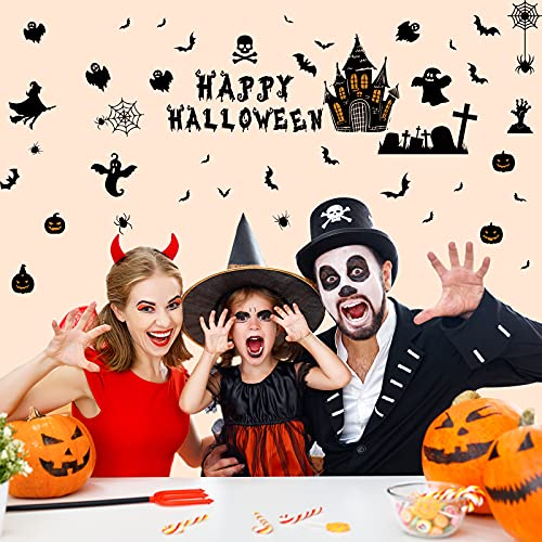 120 Pcs Halloween Wall Decals, Wall Stickers Window Art Decoration Party Supplies Pumpkin Spooky Bats Witch Spider Halloween Removable Wall Stickers Party Window Decals For Home Decor Indoor Outdoor #TOP4