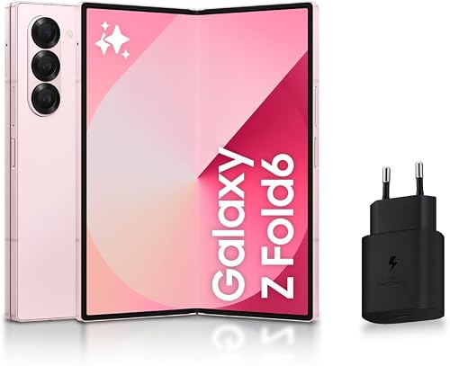 Samsung Galaxy Z Fold6, Smartphone Android 5G avec Galaxy AI, 256 Go, Chargeur secteur rapide 25W inclus, Smartphone déverrouillé, Rose, Version FR