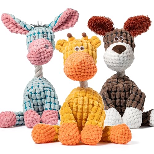 3-Pack-Squeaky-Dog-ToysDurable-Stuffed-Animal-Plush-Dog-Toys-with-Squeak-Sounds-to-Keep-Dogs-BusyTough-Cute-Puppy-Toys-for-SmallMediumand-Large-Dogs 3-Pack Squeaky Dog Toys,Durable Stuffed Animal Plush Dog Toys with Squeak Sounds to Keep Dogs Busy,Tough Cute Puppy Toys for Small,Medium,and Large Dogs - Image 1