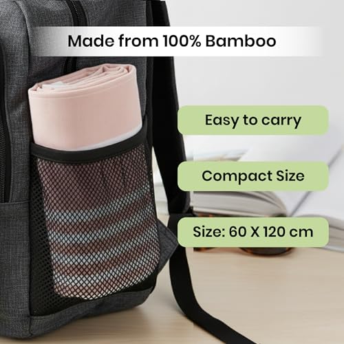 Image of Mush Grab & Go Bamboo Travel Towel | 100% Bamboo Bath Towel for Beach, Hiking & Gym Towel for Men Workout | Compact Towels with Travel Bag | 60x120 cms, 250GSM Quick Dry & Featherlight | Beige