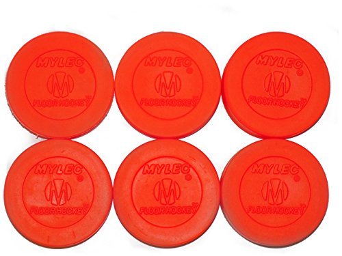 Mylec Floor Hockey Puck, Orange (Pack of 6)