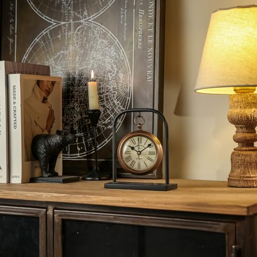 Reloj de mesa vintage NIKKY HOME de bronce para decorar la chimenea y estantes del salón 4