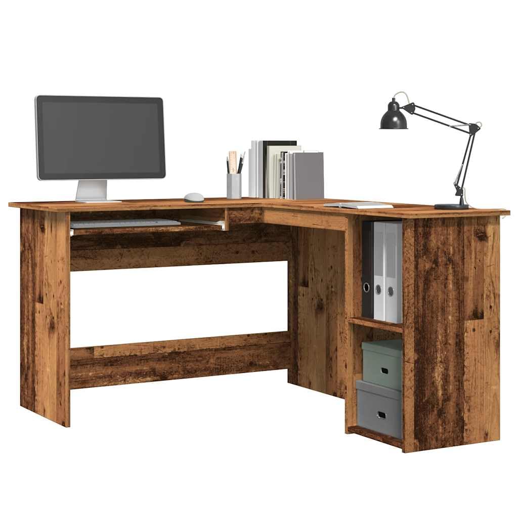 vidaXL Bureau d'angle vieux bois 120x140x75 cm bois d'ingénierie, bureau, bureau d'étude, mobilier de bureau à domicile, bureau d'ordinateur
