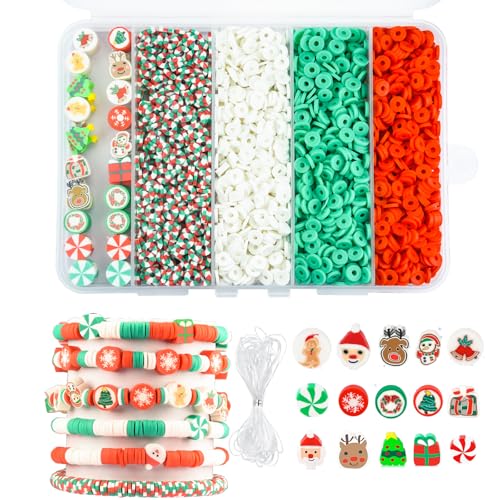 Christmas Beads Clay Beads Kit for Bracelets Making2800pcs for Jewelry Making DIY Accessories 6mm