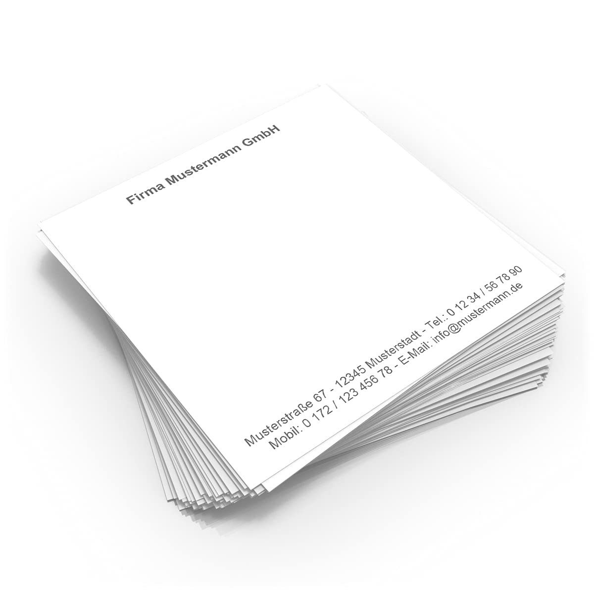 500 Notizzettel personalisiert in praktischer Zettelbox mit Stiftehalter 10 x 10 cm (weiß)