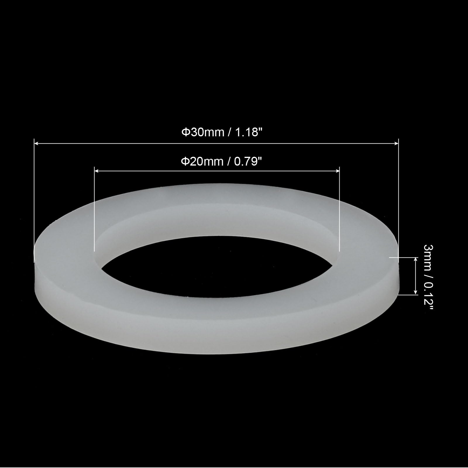 QUARKZMAN Silicona Junta, 30mm OD 20mm ID 3mm Ancho VMQ Sello Anillos Arandela para Ducha Cabezal Agua Manguera Grifo Plomería Tubería, Blanco 5uds