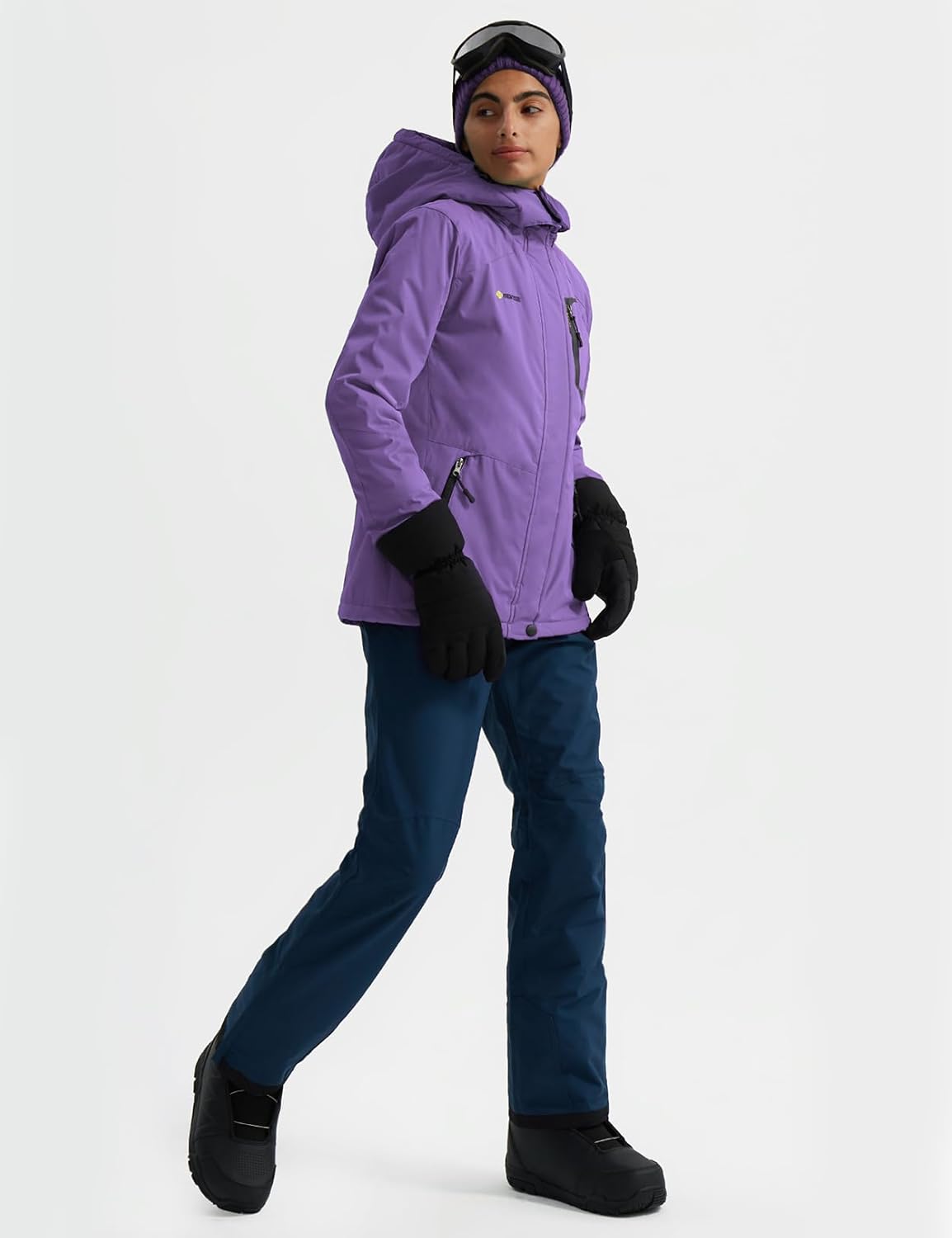 GEMYSE Women's Ski Snow Jacket Warm Winter Waterproof Coat Snowboard Rain Jacket Hooded Windproof Windbreaker