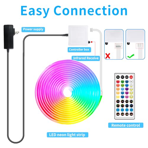 Image of segrass 32.8ft RGB LED neon Rope Lights LED neon Strip Lights Waterproof Flexible Neon LED Strip Lights,Led Lights for Bedroom