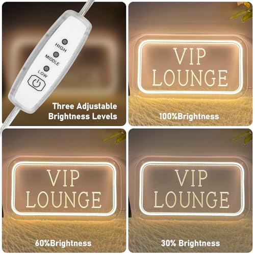 Image of Vip Lounge Neon Sign Dimmable LED Neon Sign Light Up Sign Wall Decor for Airport Hotel Bar Club High-speed Rail Station Lounge Light For Business Store VIP Area 40cm*20cm Warm White