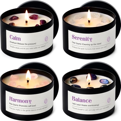 AOOVOO Crystal Soothing Candles Set for Women - Soy Candle for Home Scented