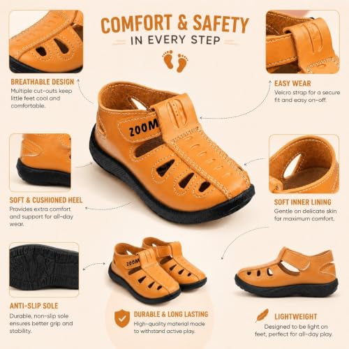 Image of ZOOM Sandals Casual Fisherman Adjustable Sporty Summer Closed Comfortable Toe Sandals with Premium PU Padding For unisex kids-pack of 1(9 Months-4.5 Years)