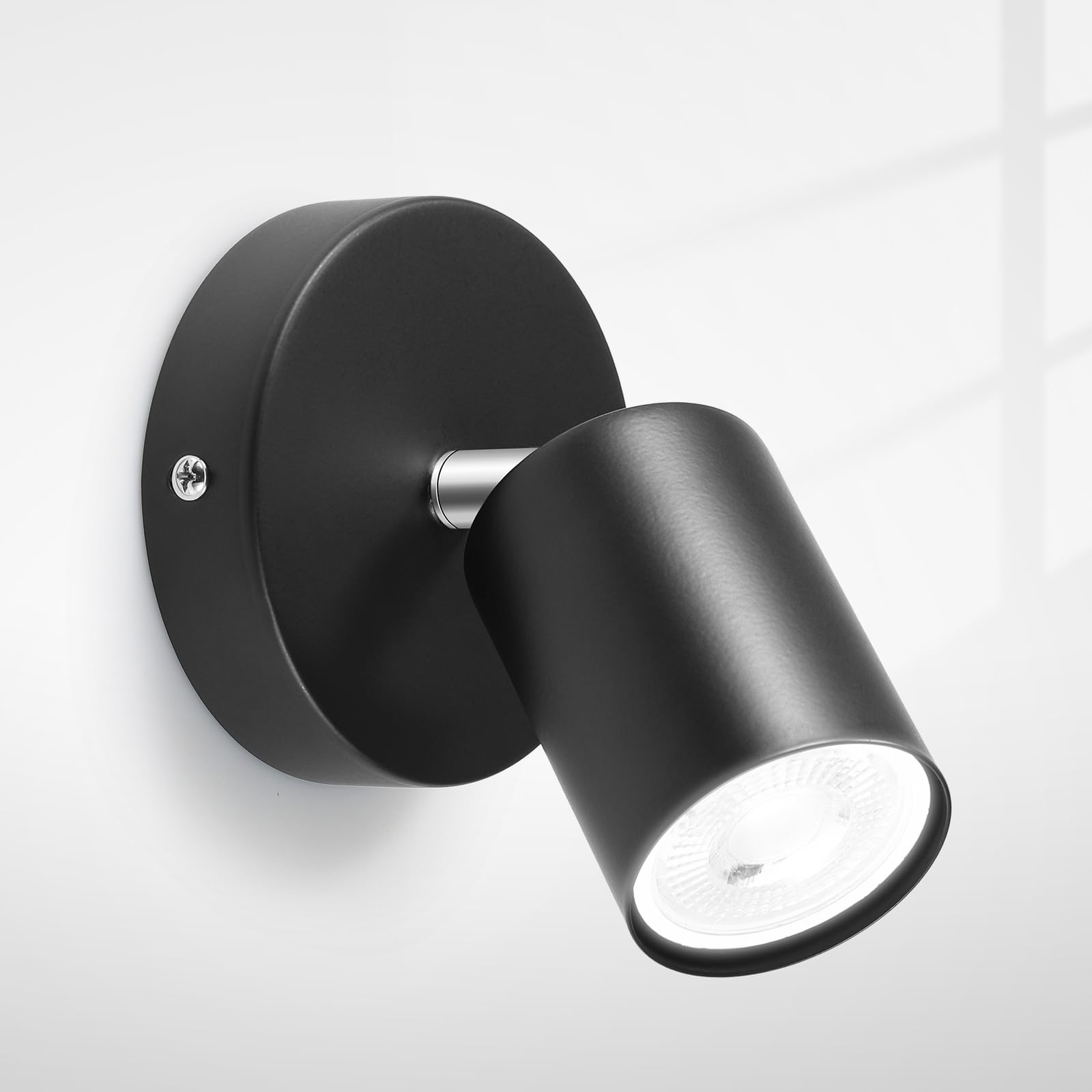 ZISHATUO LED Ceiling Spotlight Rotatable, Decorative Wall Spotlight, Black Adjustable Spot Light with GU10 Socket, Suitable for Kitchens, Living Rooms, Bedrooms and Hallways (1- Lights, 1 Pack)