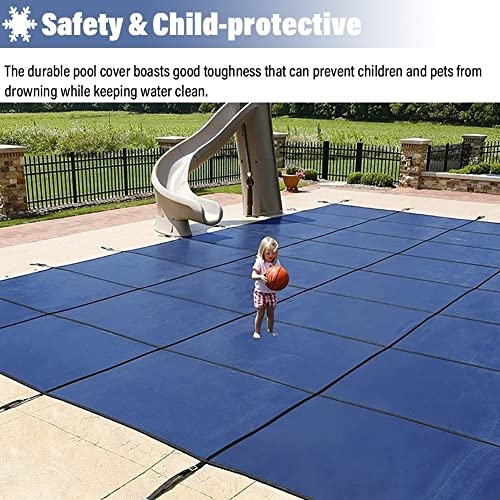 Bâche d'hiver robuste avec outils d'installation, filet de protection pour piscine creusée, empêche les débris et assure la sécurité