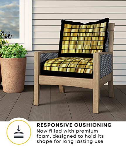 Opnerlknc Outdoor Indoor Patio Deep Seat Cushions Set Gold Foil Texture Golden Copper Brass Metal Gradient Poolside Lounge Chair Cushions For Furniture Replacement Seating Cushion #TOP2