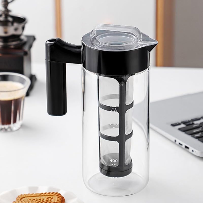 Image of Cold Brew Coffee Maker & Iced Tea Brewer - 1.3L Borosilicate Glass Pitcher with Reusable Mesh Filter - Easy to Clean, Dishwasher Safe - Ideal for Home & Travel