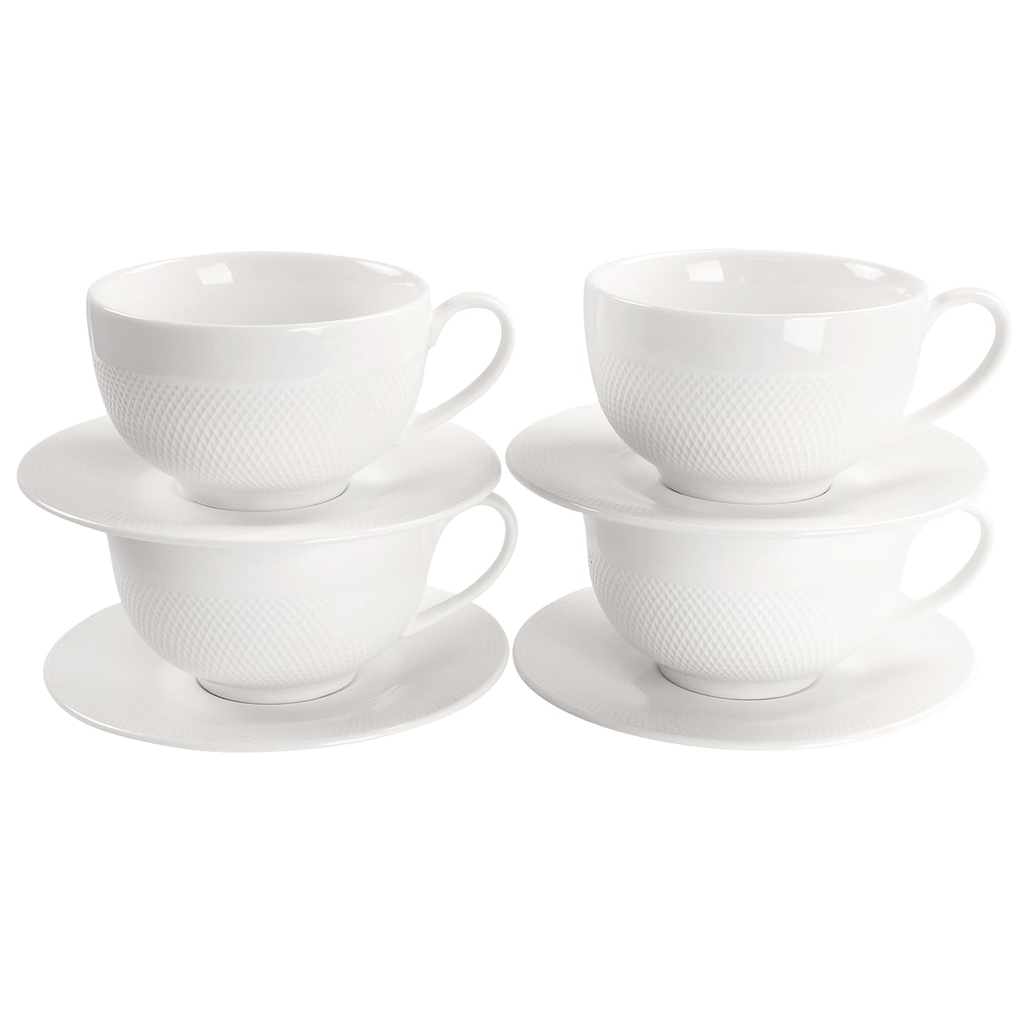 Juego de tazas de café, taza de té de cerámica con platillo, tazas de espresso de 8 piezas, tazas apilables, para café con leche, té caliente, capuchino, moca, cacao, lavavajillas, horno,