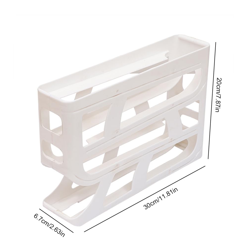 huevera, Dispensador de huevos for refrigerador 4 niveles, gran capacidad, contenedor for ahorrar espacio(White and Grey)