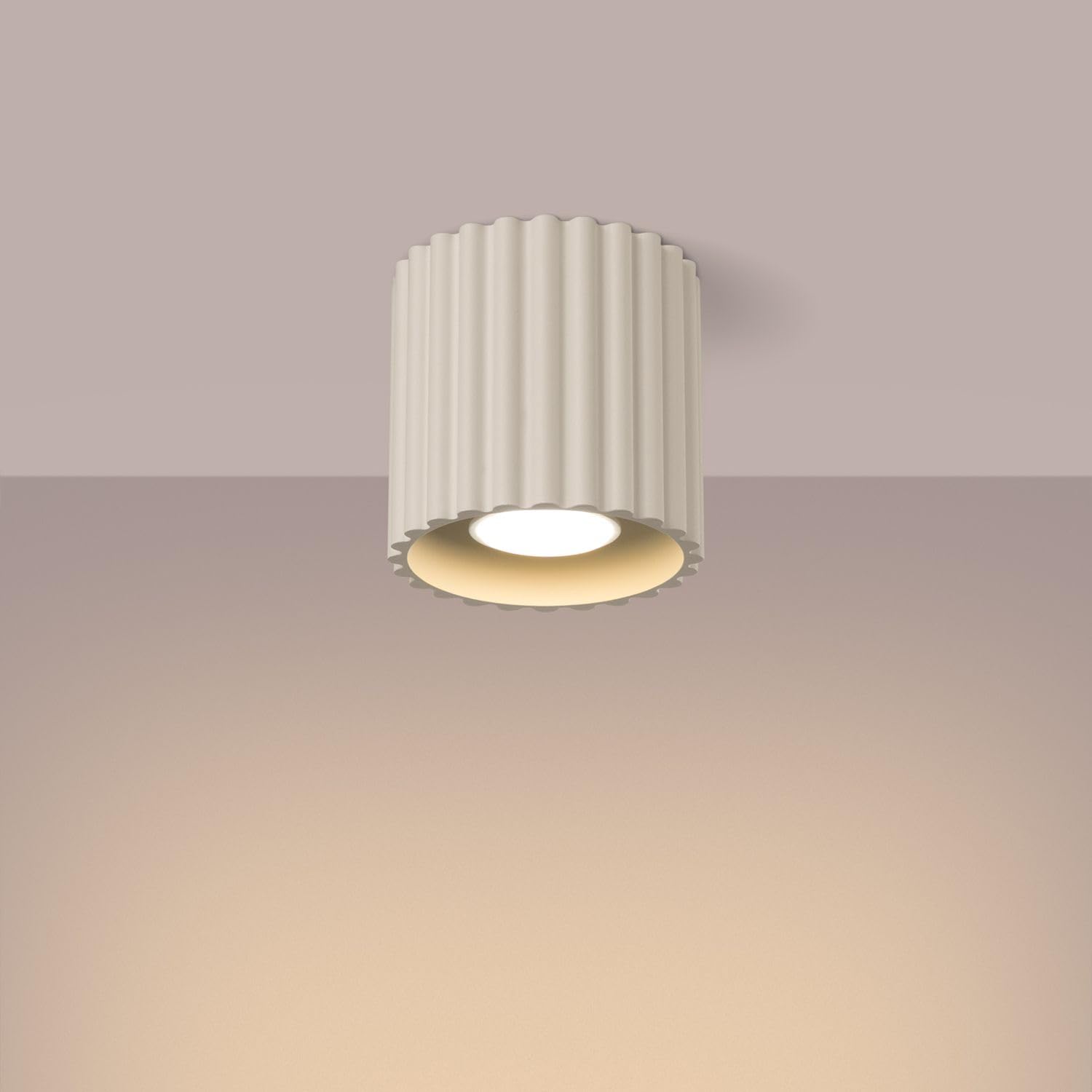 Licht-Erlebnisse Deckenstrahler GU10 Beige Aluminium rund Ø10 cm Wohnzimmer Schlafzimmer Küche akzentuiert minimalistisch Deckenlampe Modern klein Aufbau Spot Büro