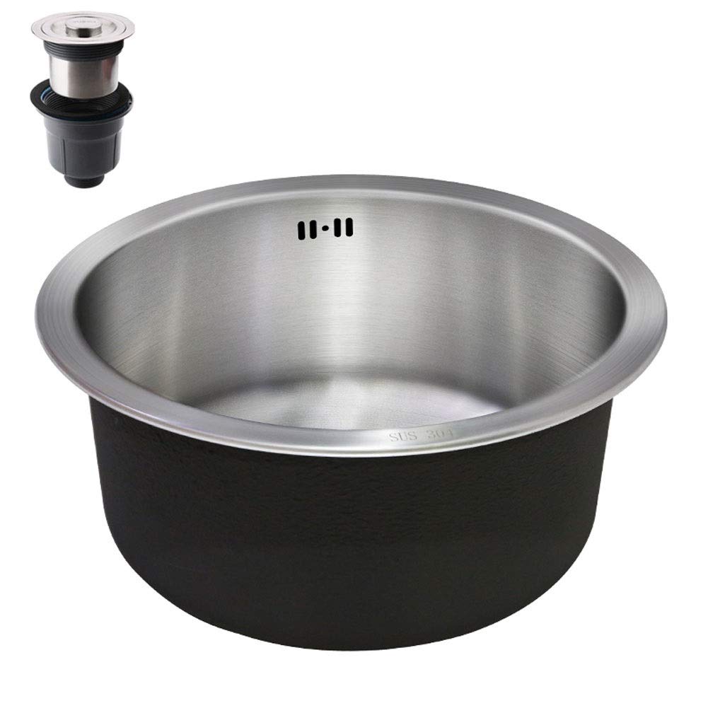 Évier de cuisine anti-bouchon avec crépine et tuyaux acier inoxydable 425mm