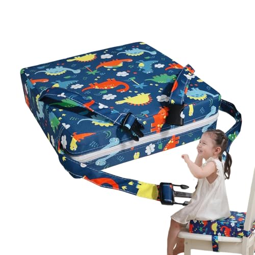 Tuxxjzm Asiento auxiliar portátil, asiento auxiliar para mesa de comedor, cojín elevador ajustable y lavable para asiento de silla, cojín de asiento grueso, cojín de silla de comedor