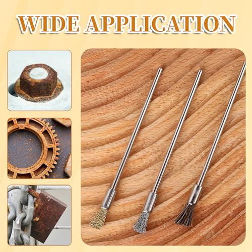 Image of 9Pcs Scratch Brushes Pen Set Pen Style Prep Sanding Stainless Steel Brass Bristles Brush Extended Scrub Removing Bit for Electrical Circuit Board Jewelry Watch Electronic Applications Auto Body Work