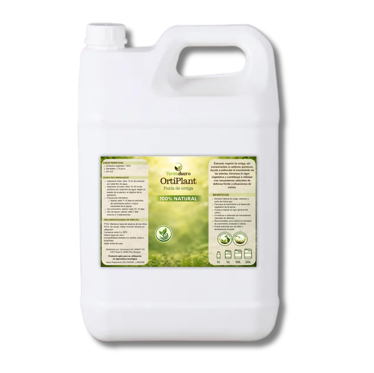 Purín de ortiga Vermiduero. Corrector de carencias, alto contenido en hierro – Corrector de Carencias, Alto Contenido en Hierro | Fortificante y Estimulante para Plantas | Vermiduero (20L)